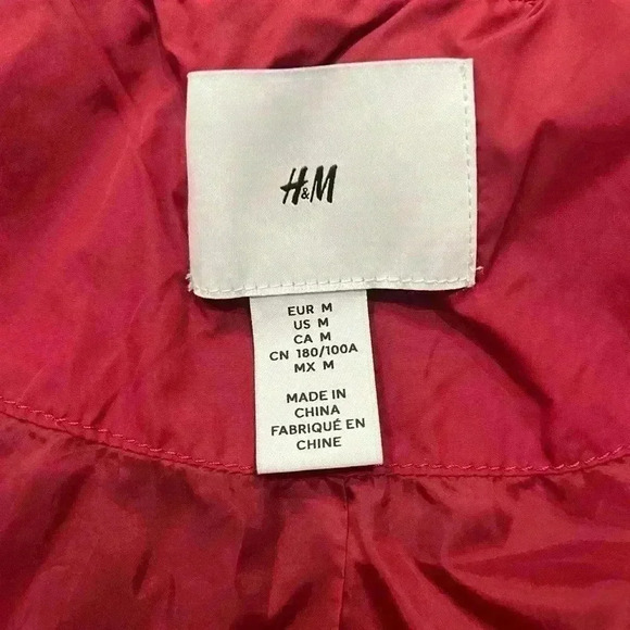 H&M Bomber Jacket light, men’s size Medium red and white new without tags - Picture 8 of 10